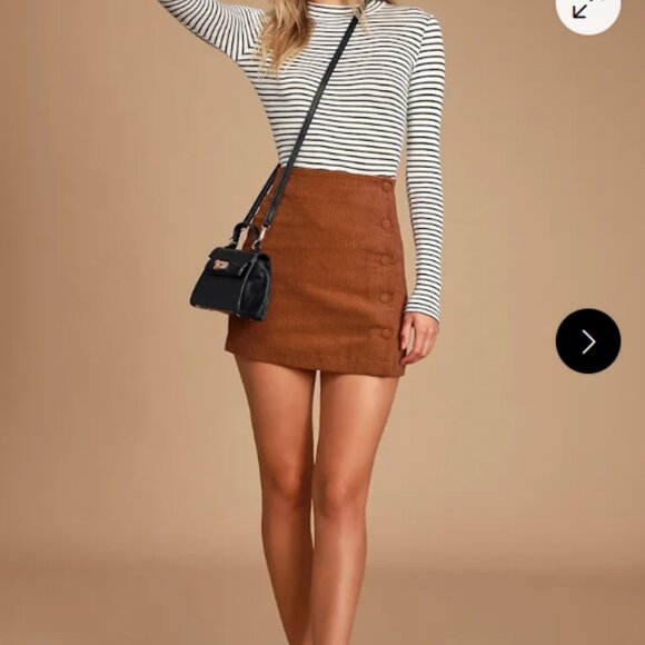 Lulus Katherina Rust Brown Button Front Corduroy Skirt - Size S - Picture 3 of 5